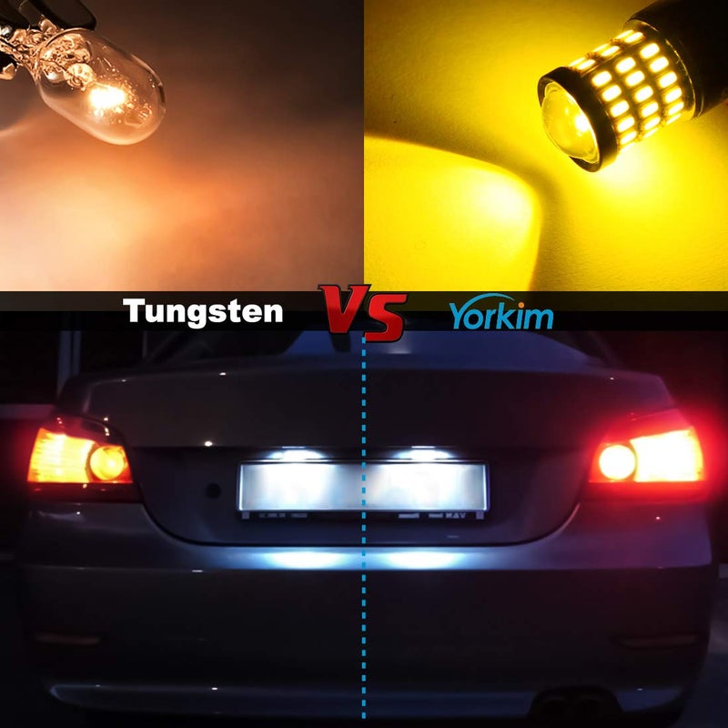Yorkim 3157 LED Bulb Amber, Turn Signal Bulb Yellow, Bright 3156 3457A 4057 4157 LED Light for Front Rear Turn Signal Light Blinker DRL Marker Parking Lights, Pack of 2 - Image 5